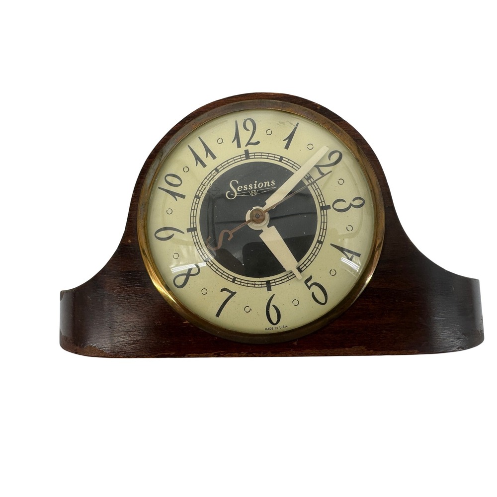 Sessions Mantel Clock Vintage 3W Brown Wood Electric Art Deco Mid Century Modern
